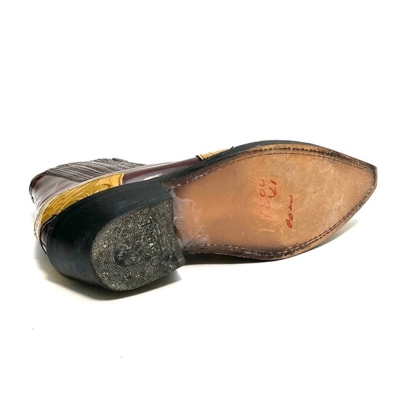 Vintage 1990s Boots Tooled Leather Pull On Western Ankle by Cheyenne Size 10 - Picture 7 of 9